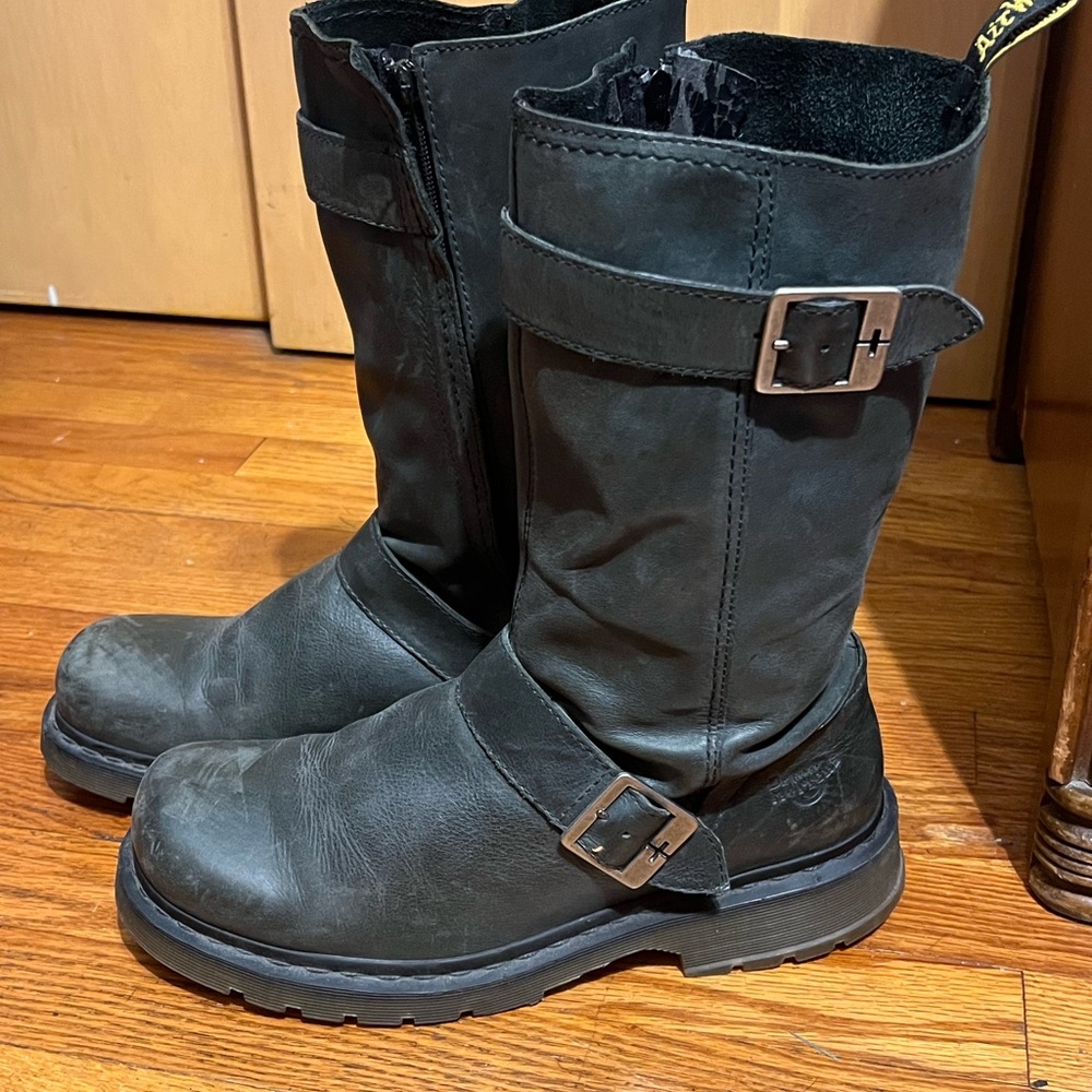 Dr. Martens Dark Leather Men's Boots with Buckles